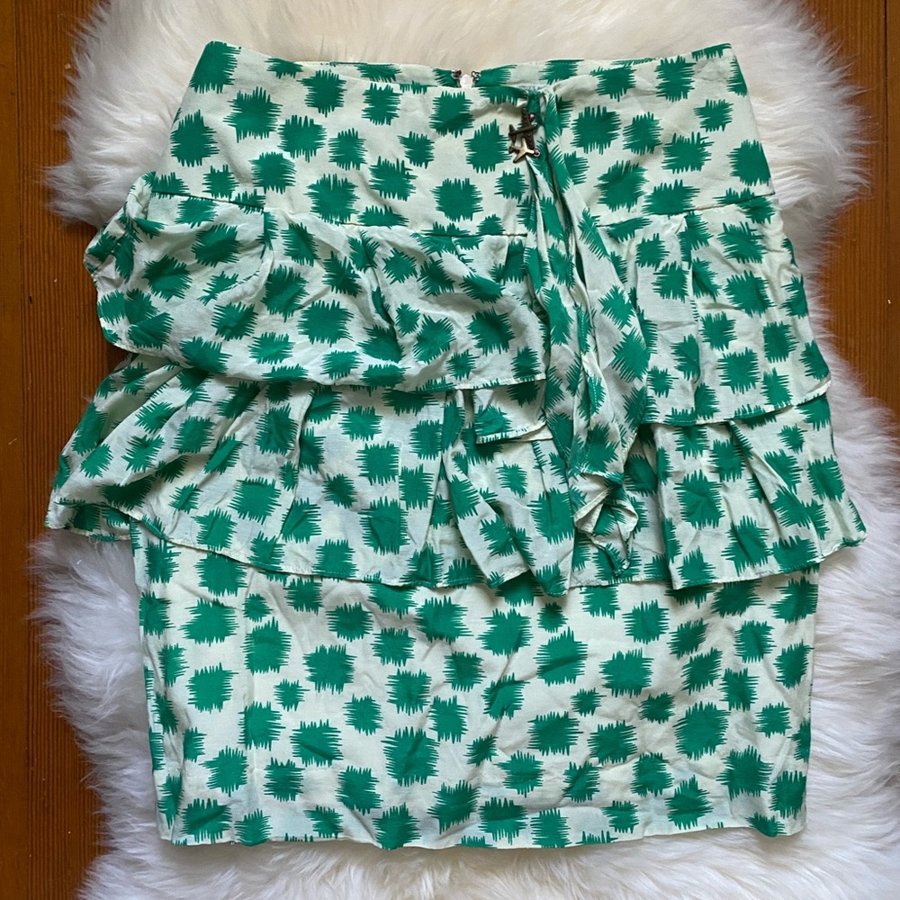 Anthropologie edme & esyllte green ruffled skirt